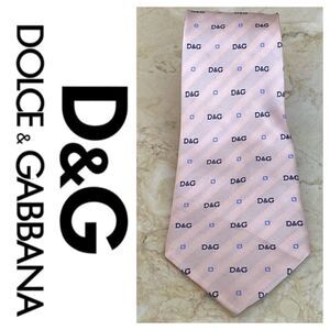 Dolce & Gabbana Monogram 100% Silk Pink Tie